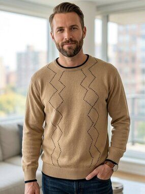 vintage Lavane Men's Coogi style zig zag long sleeve sweater size large